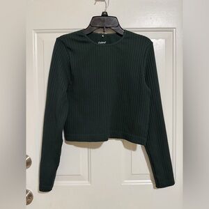 Jo&Co Dark Green Ribbed Long-Sleeve Crop Top